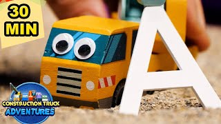 Learn the Alphabet with the Crew \u0026 more Education! 30 Minutes! Construction Truck Adventures!