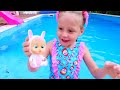 nastya prevents her dad from working and a new waterslide