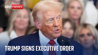 Live | Donald Trump signs executive order banning trans athletes from women's sport