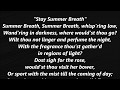 Stay Summer Breath Stephen Foster Lyrics Words Text best top popular trending sing along song