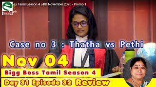 Bigg Boss 4 Tamil Day 31 Episode 32 Case no 3 : Thatha vs Pethi