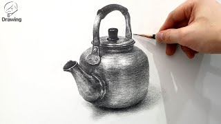 [How to draw 그림그리기] 연필 정물소묘 기초개체 - 주전자 (Drawing woo)