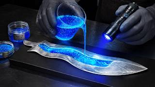 Forging an Insane Damascus Knife with Glow Epoxy | Unreal Result!