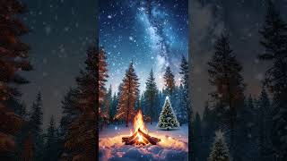 4K Vertical Christmas Campfire 3 Hours Xmas Music Holiday Background Video 9x16 Screensaver