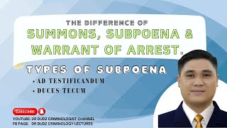 SUMMONS, SUBPOENA & WARRANT OF ARREST