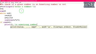 GE8161 Problem Solving and python Programming Lab 11 To check if a given number is an Armstrong