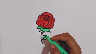 ROSE  Drawing Easy 🌹! How to draw a Rose step by step ! rose draw with number 9