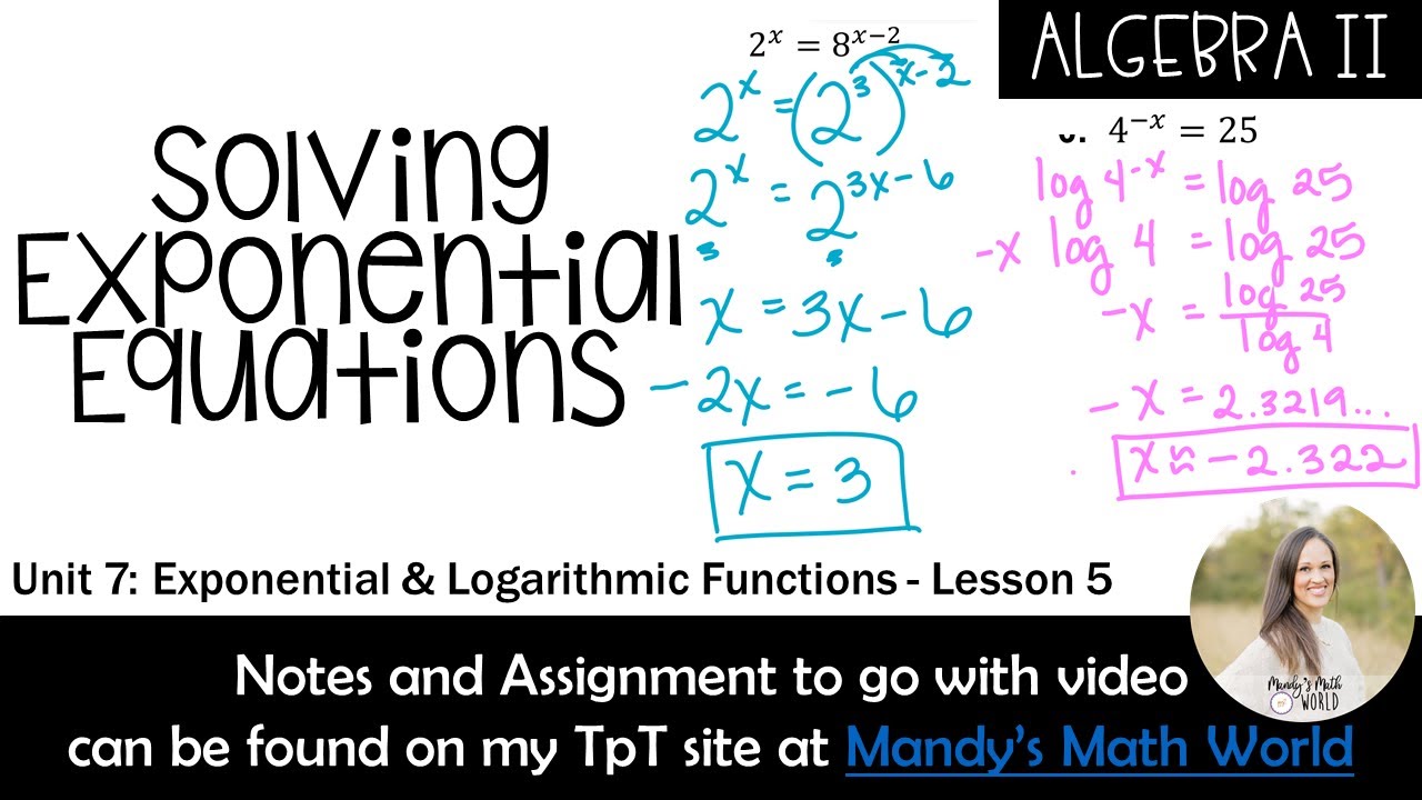 Solving Exponential Equations Algebra 2 - YouTube