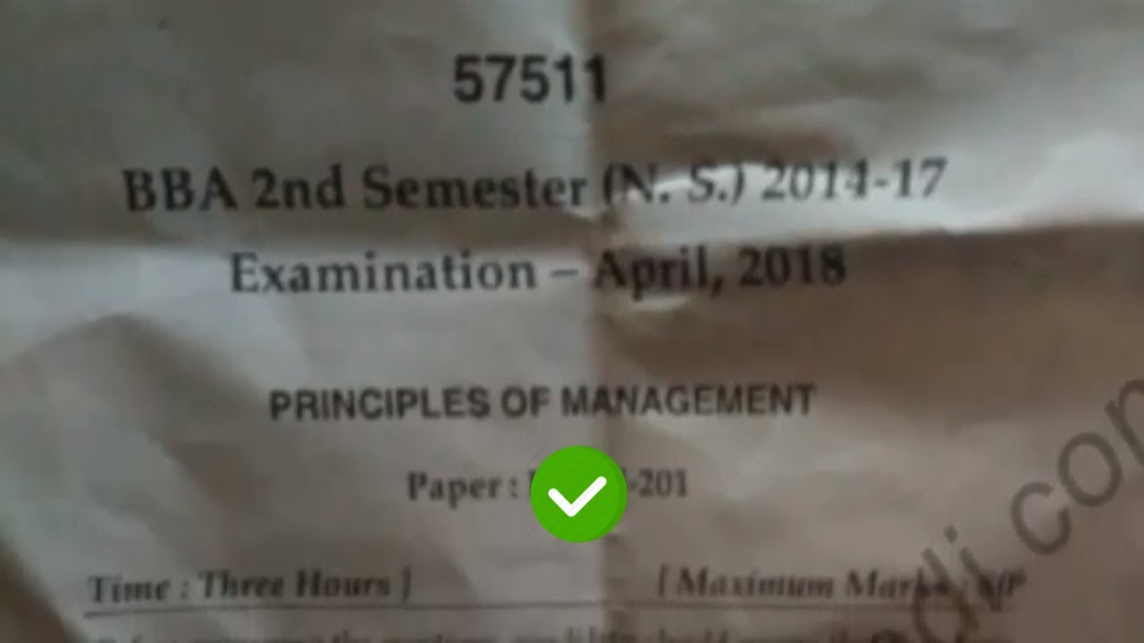 2018 Mdu BBA 2nd Sem Principles Of Management Question Paper - YouTube