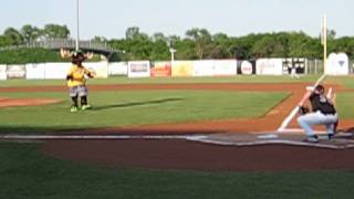 Monty the Moose throws out first pitch at Timber Rattlers game (06.03.2006 Appleton, WI)