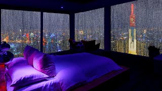 Adormecer instantaneamente com Som de chuva e trovão na cidade à noite 🎧 ASMR Chuva forte na janela