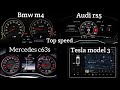 Audi rs5 Vs Bmw m4 Vs Mercedes c63s Vs Tesla model 3 speed comparison | acceleration battle | 0-200