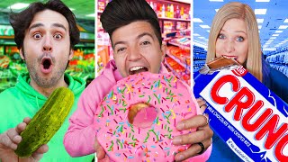 Eating ONE COLOR Gas Station Food for 24 Hours!
