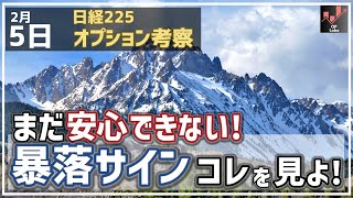 【日経225オプション考察】2/5 日本株の下げ止まり、まだ安心できない！暴落サインはコレを見よ！