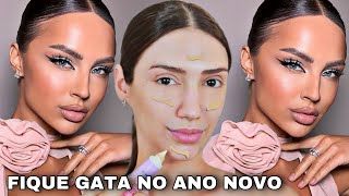 MAKE PARA FICAR GATA NO ANO NOVO *MAQUIAGEM GLOW* PARA ANO NOVO 2024 *TUTORIAL COMPLETO E SIMPLES*