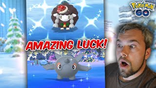 Shiny Cetoddle \u0026 Holiday Wooloo Hunt! We Got VERY Lucky! (Pokémon GO)