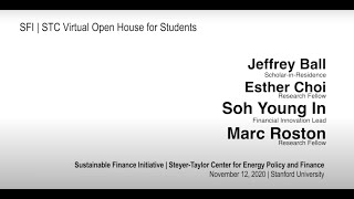 SFI | STC Virtual Open House for Students | Stanford Sustainable Finance Initiative