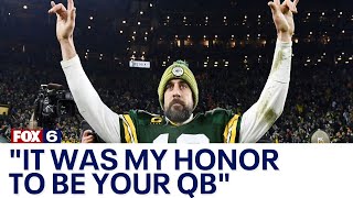 Aaron Rodgers says goodbye to Green Bay Packers fans, 'I will see you again' | FOX6 News Milwaukee