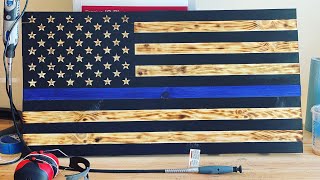 Thin-Blue line wood flag