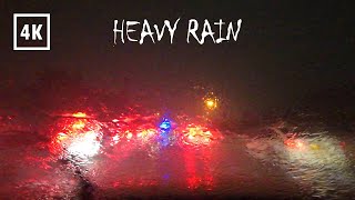 [4K] Driving in heavy rain after lightning in the dry sky / heavy rain sounds ASMR