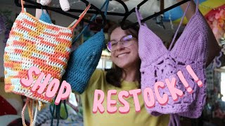 How much inventory can I crochet in one day for my small business? | Crochet restock with me! 🧶