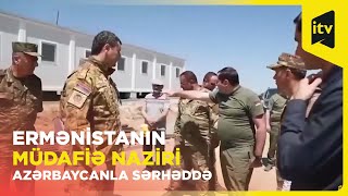 Ermənistanın müdafiə naziri Suren Papikyan sərhəddə quraşdırılan mobil kazarmaları ziyarət edib