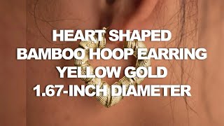 LoveBling 10k Yellow Gold Heart Shaped Bamboo Hoop Earrings (1.67\