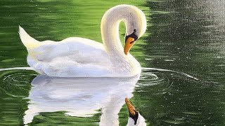How to paint a Pretty Swan on a Lake | LIVE Acrylic Beg/Int Painting Class