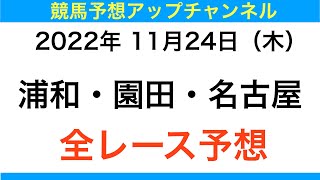 【地方競馬】【浦和競馬・園田競馬・名古屋競馬　全レース予想】2022年11月24日・重賞  JpnⅡ  兵庫ジュニアグランプリ