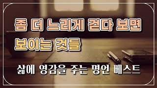 좀 더 느리게 걷다 보면 보이는 것들｜베스트셀러 속 명언 모음｜생활의 명언｜오디오북｜명언 모음｜인생 명언｜하루에 한 번 듣는｜잠잘 때 듣기 좋은 명언