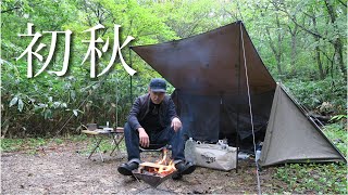 【ソロキャンプ】川のせせらぎと雨音　バンドックソロベースで過ごす秋の夜