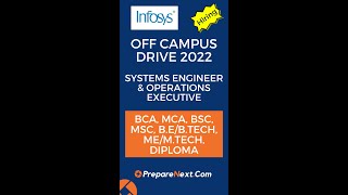 Infosys Off Campus Drive 2022 | Systems Engineer & Operations Executive | IT Job | Engineering Job