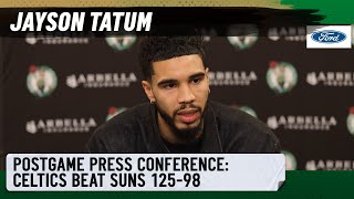 POSTGAME PRESS CONFERENCE: Jayson Tatum talks dominant win vs. Suns, Finals rematch vs. Warriors