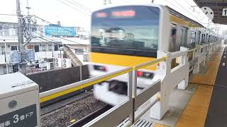 【2番線もロングレールになってた】総武線下総中山駅で発着シーンを撮影