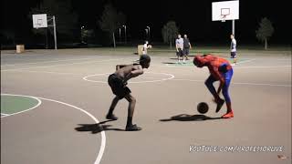 Spider man playing basketball with people (2019 , Professor , And1 )