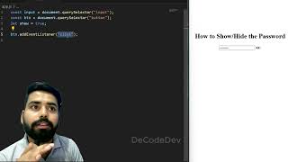 Learn How to Show/Hide Password using Javascript #htmlcssjavascript
