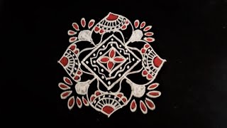 Attractive square rangoli | Freehand kolam for beginners | Muggulu | Evergreen(Rangoli) shashikala