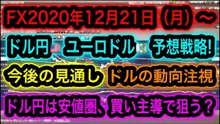 FX2020年12月21日（月）～ドル円ユーロドル予想戦略！【1週間の見通し】