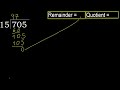 divide 705 by 15 remainder . division with 2 digit divisors . how to do