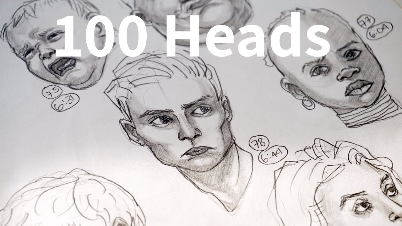 Drawing 100 Heads 100headschallenge Youtube