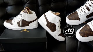 Louis Vuitton x Air Jordan 1 Mid Swooshless custom sneakers