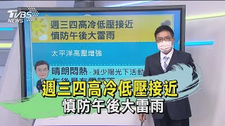 週三四高冷低壓接近 慎防午後大雷雨｜TVBS新聞