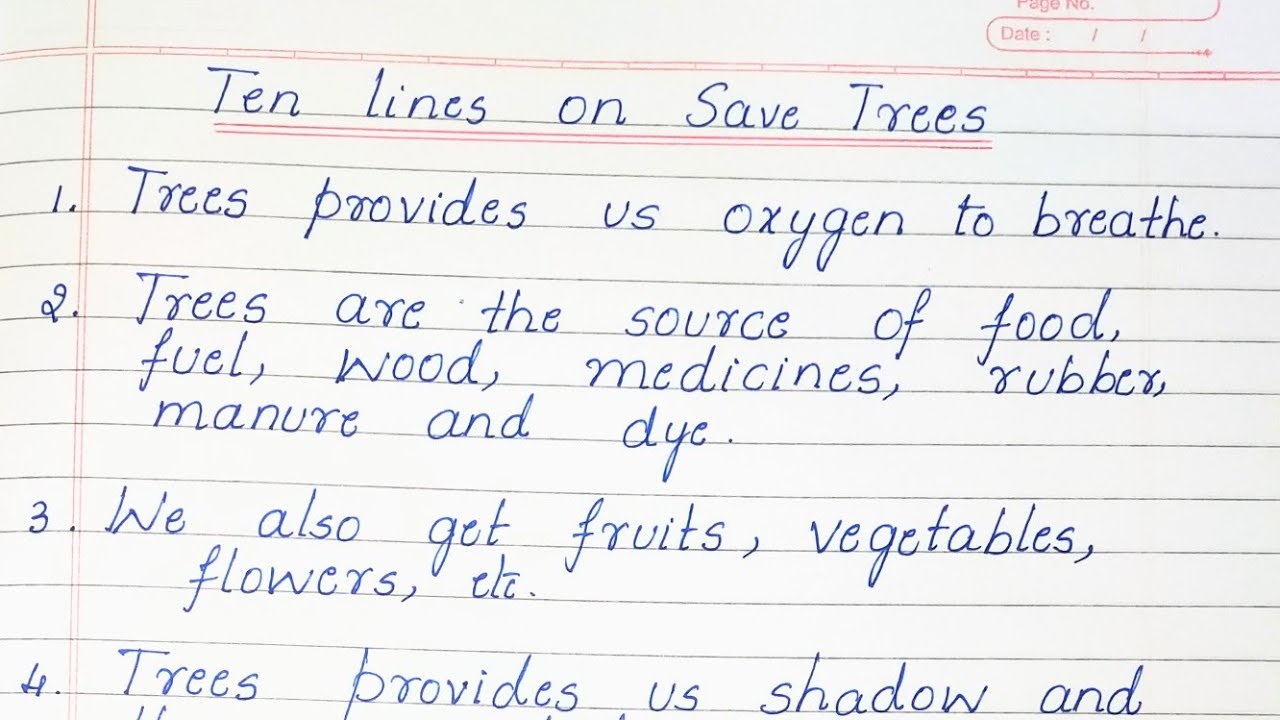 10 Lines On Save Trees/ Ten Lines On Save Trees - YouTube