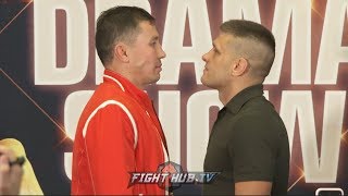 GENNADY GOLOVKIN AND SERGIY DEREVYANCHENKO FACE OFF IN NYC AT THEIR OFFICIAL KICK OFF PRESS TOUR!