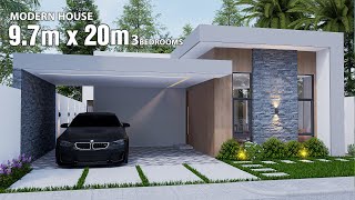 Modern House Design | 9.7 x 20 Meters Floor plan | 3Bedrooms