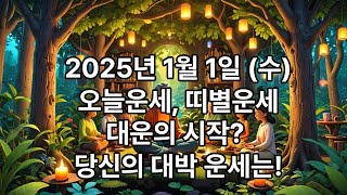 25년1월 1일 (수요일) 오늘의 운세, 띠별운세, 재물운, 연애운, 직장운, 부부운, 사업운, 취업운, 장사운, 조심해야 할 일과 개운법입니다