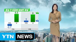 [날씨] 휴일 종일 찬 바람에 쌀쌀...때늦은 눈·비 소식 / YTN