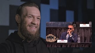 Conor McGregor reacts to his press conference highlights