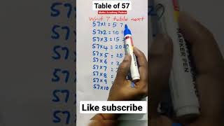 ll Table of 57 ll 57 Table Trick ll #shorts#ytshorts #tables#learntables #trickstolearntables #math