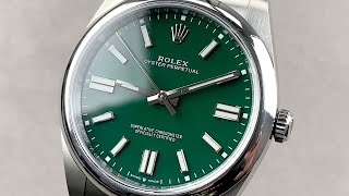 2021 Rolex Oyster Perpetual 41mm GREEN Dial 124300 Rolex Watch Review